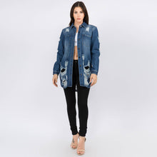 Load image into Gallery viewer, LONG LENGTH DENIM SHIRTS JACKET