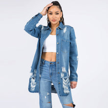 Load image into Gallery viewer, LONG LENGTH DENIM SHIRTS JACKET