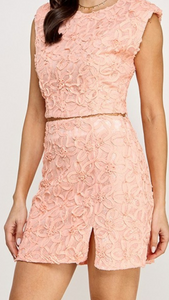 Coral Lace Skirt Set