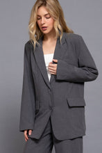 Load image into Gallery viewer, Long Sleeve Notched Collar with Front Button Closure Blazer
