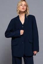 Load image into Gallery viewer, Long Sleeve Notched Collar with Front Button Closure Blazer
