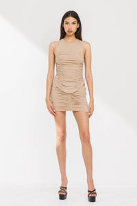 Ruched jersey tank & skirt set .