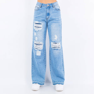 WIDE LEG RELEASED HEM JEANS