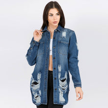 Load image into Gallery viewer, LONG LENGTH DENIM SHIRTS JACKET
