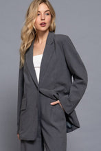 Load image into Gallery viewer, Long Sleeve Notched Collar with Front Button Closure Blazer
