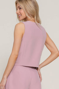 V-Neckline with Front Button Closure Vest