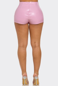 Pink Pu Leather Skort