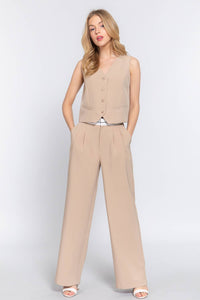 V-Neckline with Front Button Closure Vest