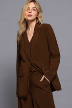 Load image into Gallery viewer, Long Sleeve Notched Collar with Front Button Closure Blazer
