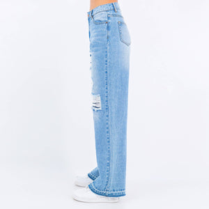 WIDE LEG RELEASED HEM JEANS