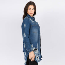 Load image into Gallery viewer, LONG LENGTH DENIM SHIRTS JACKET
