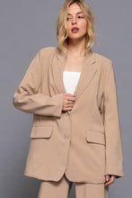 Load image into Gallery viewer, Long Sleeve Notched Collar with Front Button Closure Blazer
