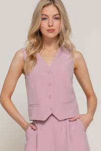 V-Neckline with Front Button Closure Vest