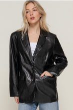 Load image into Gallery viewer, Black leather blazer  jacket
