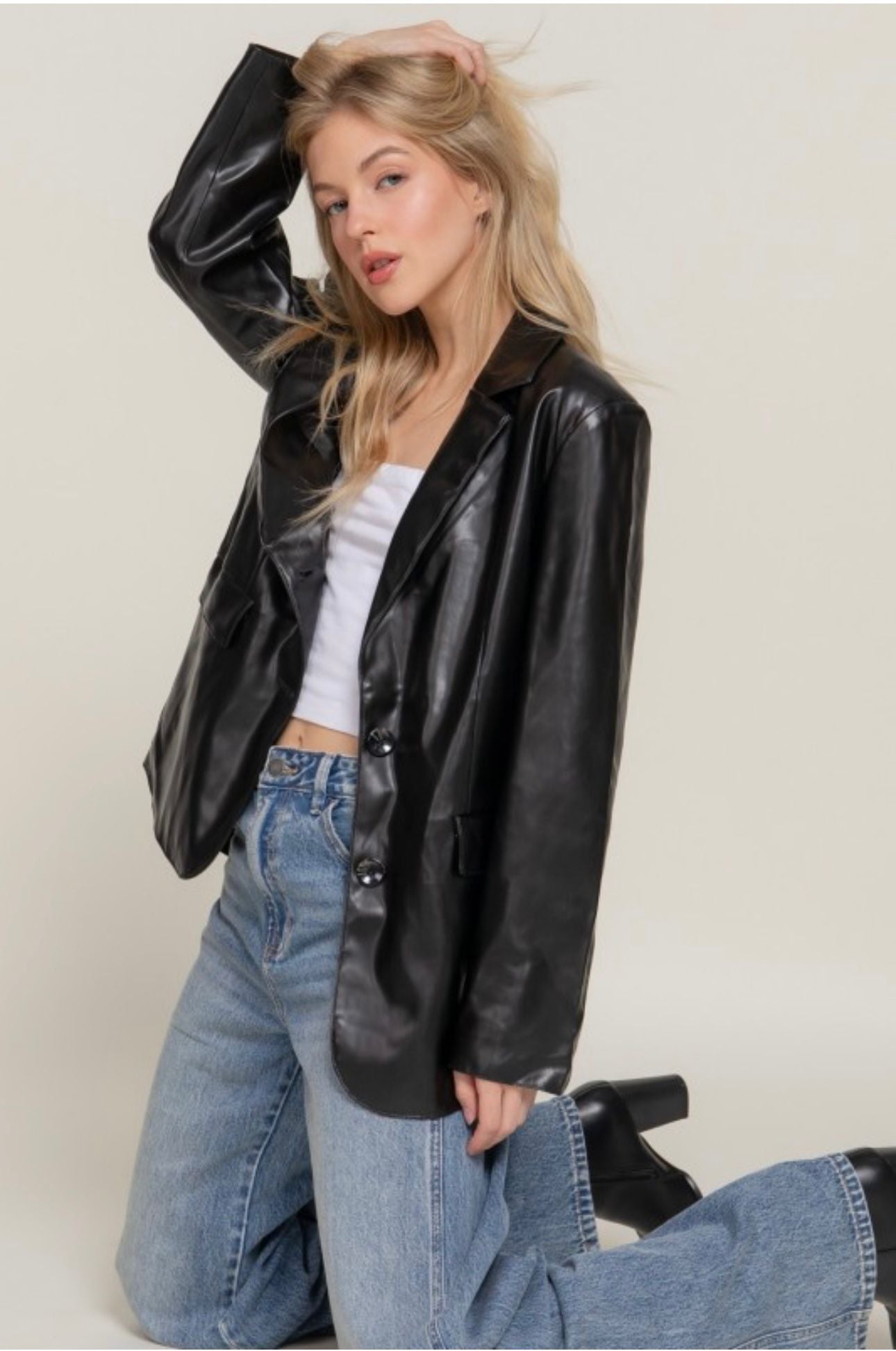 Black leather blazer  jacket