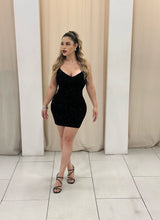 Load image into Gallery viewer, Lizy Black Rhinestone Dress
